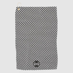 Monogram Black and White Houndstooth Pattern Golf Towel