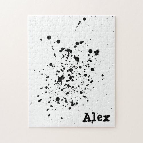 Monogram Black and White Ink Splatter Puzzle