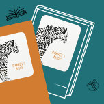 Monogram Black and White Jaguar Bookplate<br><div class="desc">Keep your books safe with a personalised bookplate. Powerful,  majestic and elusive the mighty jaguar is a magnificent animal. This black and white jaguar illustration is the perfect design for big cat lovers.</div>