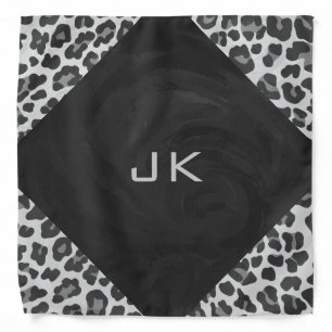 Monogram Black and White Leopard Print Bandana