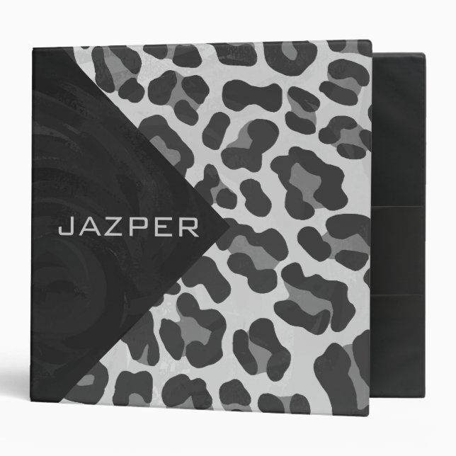 Monogram Black and White Leopard Print Binder (Front/Inside)