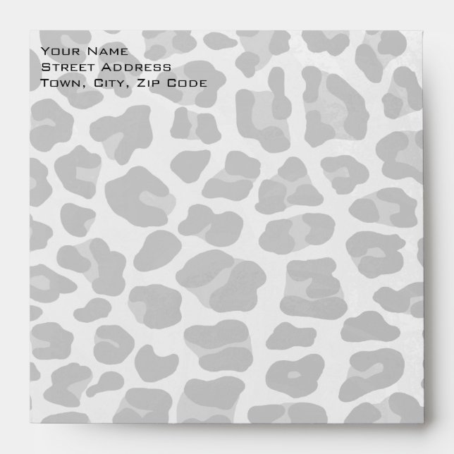 Monogram Black and White Leopard Print Envelope (Front)