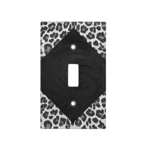 Monogram Black and White Leopard Print Light Switch Cover