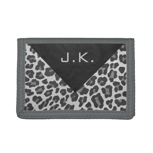 Monogram Black and White Leopard Print Tri_fold Wallet