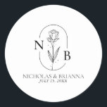 Monogram Black and White Minimalist Modern Wedding Classic Round Sticker<br><div class="desc">Monogram Black and White Minimalist Modern Wedding Sticker. (monogram vector designed by pikisuperstar)</div>