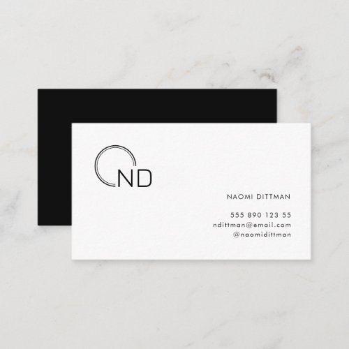 Monogram Black and White Minimalist Personal Business Card