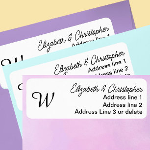 Monogram Black and White Minimalist Return Address Label