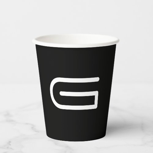 Monogram Black And White Modern Minimal Futuristic Paper Cups