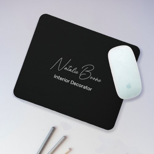 Monogram Black and White Name Interior Decorator Mouse Pad