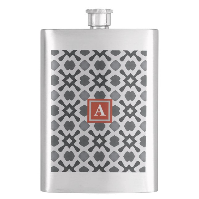 Monogram | Black and White Pattern Classic Flask (Front)