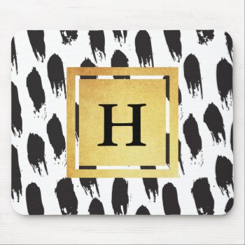 Monogram Black And White Pattern Mouse Pad by cranberrydesign at Zazzle