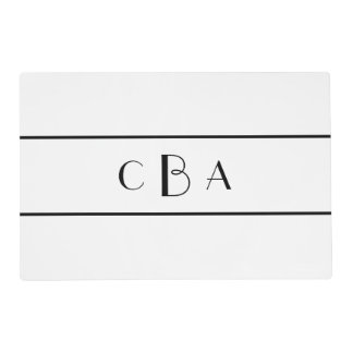 Monogram Black and White Placemat