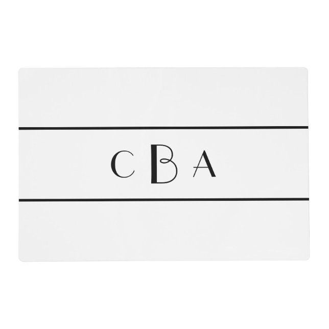 Monogram Black and White Placemat (Front)