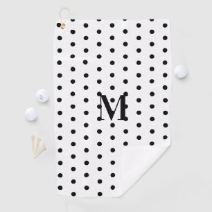 Monogram Black and White Polka Dot  Golf Towel