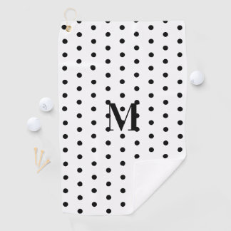 Monogram Black and White Polka Dot  Golf Towel