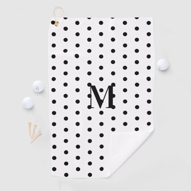 Monogram Black and White Polka Dot  Golf Towel (InSitu)