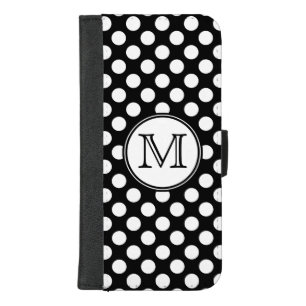 Monogram Black and White Polka Dot iPhone 8/7 Plus Wallet Case