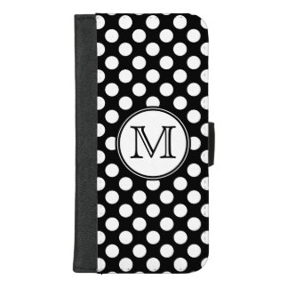 Monogram Black and White Polka Dot iPhone 8/7 Plus Wallet Case