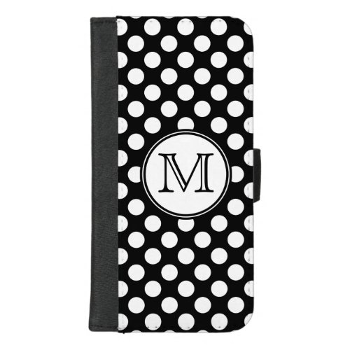 Monogram Black and White Polka Dot iPhone 87 Plus Wallet Case