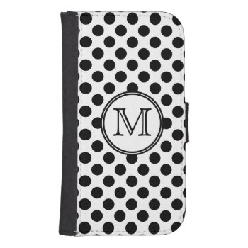 Monogram Black And White Polka Dot Wallet Phone Case For Samsung Galaxy S4 by tjustleft at Zazzle