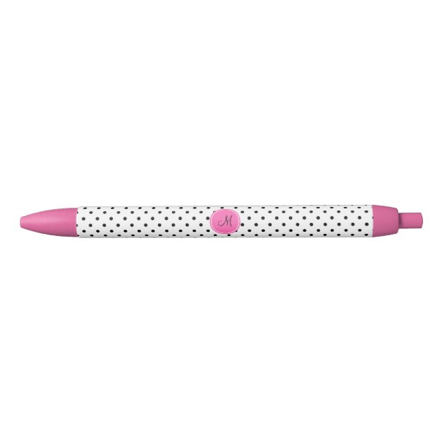 Monogram Black and White Polka Dot with Hot Pink Pen (Front)