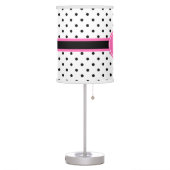 Monogram Black and White Polka Dot with Hot Pink Table Lamp (Left)