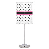 Monogram Black and White Polka Dot with Hot Pink Table Lamp (Back)