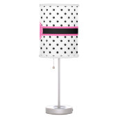 Monogram Black and White Polka Dot with Hot Pink Table Lamp (Right)