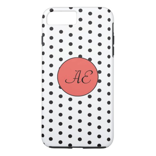 Monogram Black and White Polka Dots Pattern iPhone 8 Plus7 Plus Case