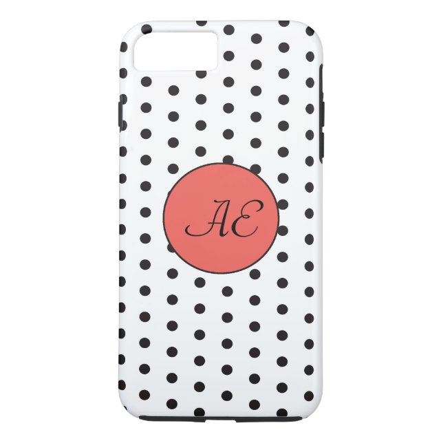 Monogram Black and White Polka Dots Pattern Case-Mate iPhone Case (Back)