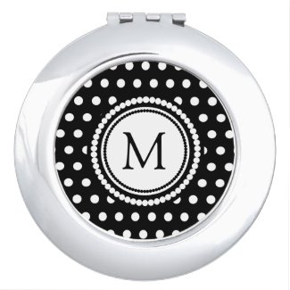 Monogram Black And White Polka Dots Pattern