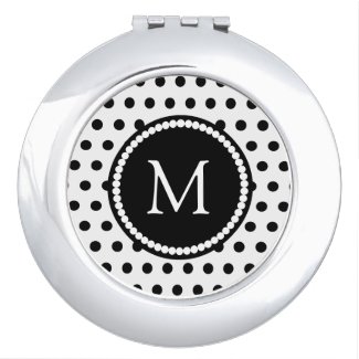Monogram Black And White Polka Dots Pattern
