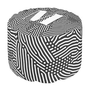 Monogram Black and White Pouf