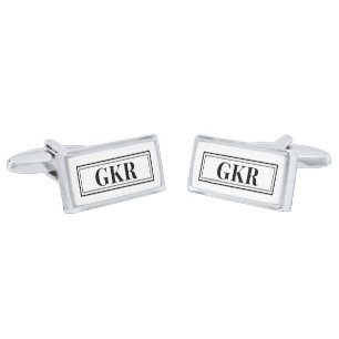 Monogram Black and White Rectangle Silver-Plated Cufflinks