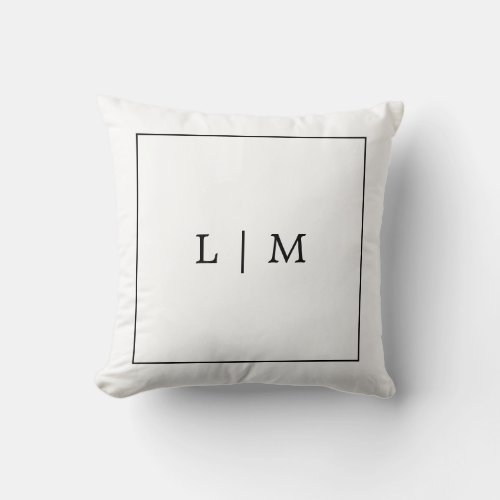 Monogram Black and White Simple Classic Minimalist Throw Pillow