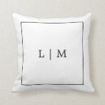 Monogram Black and White Simple Classic Minimalist Throw Pillow<br><div class="desc">Simple square throw pillow featuring a modern yet elegant design with your two letter monogram surrounded by a thin border in classic black and white.  This chic and stylish throw pillow makes a great wedding gift for a minimalist couple.</div>