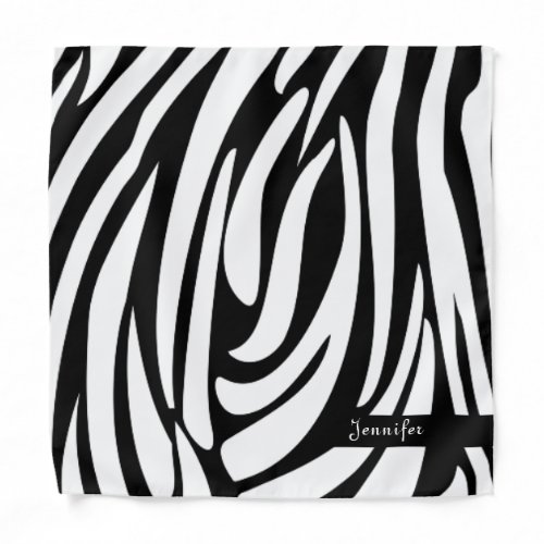 Monogram Black and White Striped Zebra Pattern Bandana