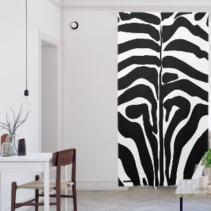 Monogram Black and White Striped Zebra Pattern Blackout Curtains