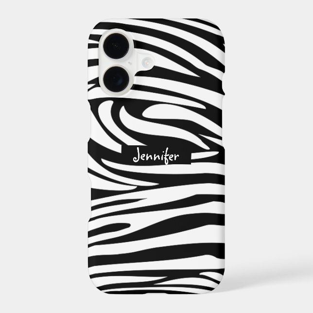 Monogram Black and White Striped Zebra Pattern Case-Mate iPhone Case (Back)