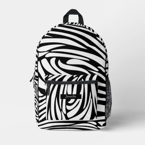 Monogram Black and White Striped Zebra Pattern Printed Backpack