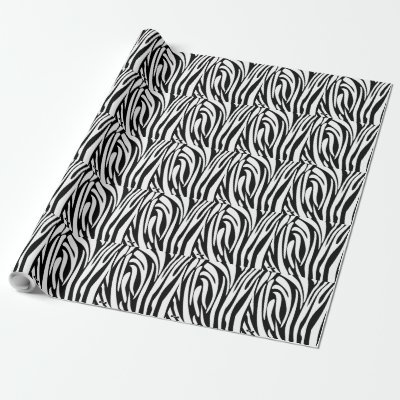 Monogram Black and White Striped Zebra Pattern Wrapping Paper