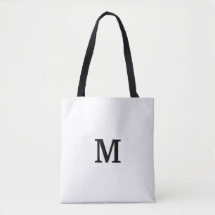 Monogram Black and White Tote Bag for Bridesmaid