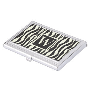 Monogram Black and White Wild Exotic Zebra Print Business Card Case