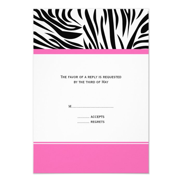 Monogram Black and White Zebra Print and Hot Pink Invitations