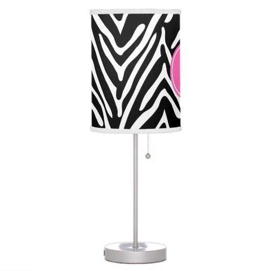 Monogram Black and White Zebra Print Table Lamp (Left)
