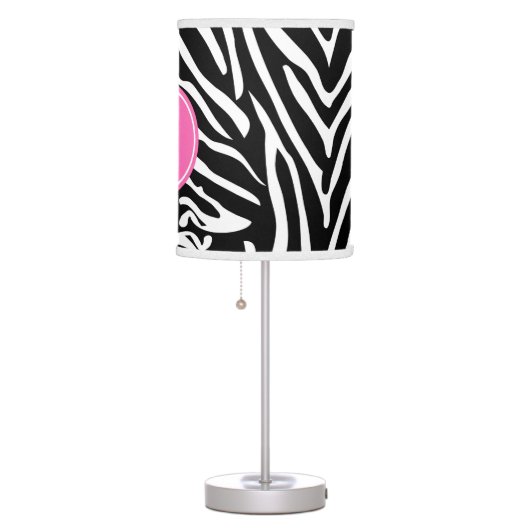 Monogram Black and White Zebra Print Table Lamp (Right)