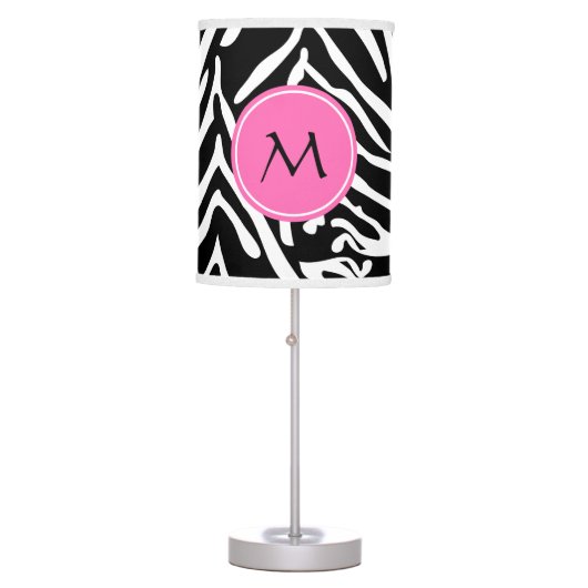Monogram Black and White Zebra Print Table Lamp (Front)