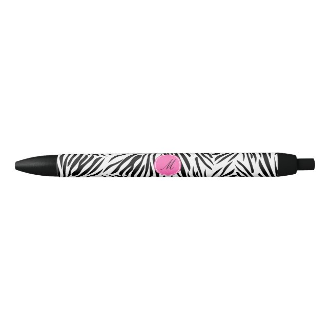 Monogram Black and White Zebra Print with Hot Pink Pen (Front)