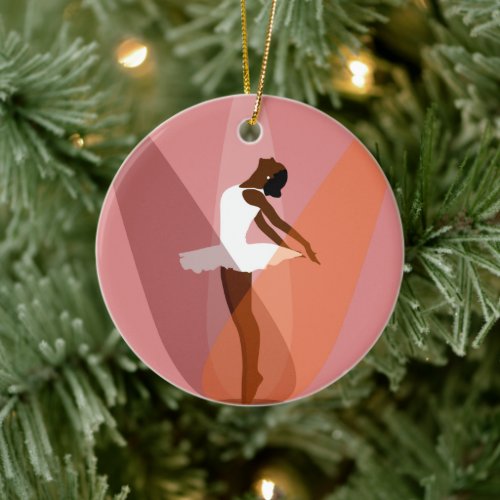 Monogram Black Ballerina African American dancer Ceramic Ornament