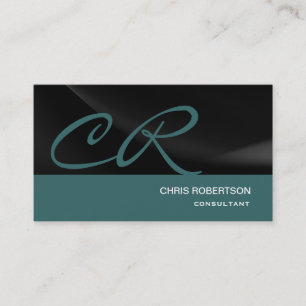 Monogram Black Blue Consultant Business Card